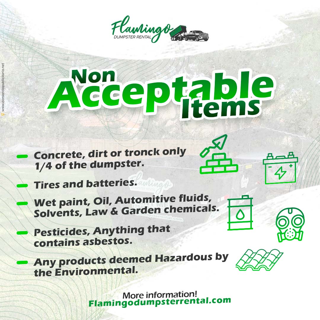 non acceptable items dumpster rental